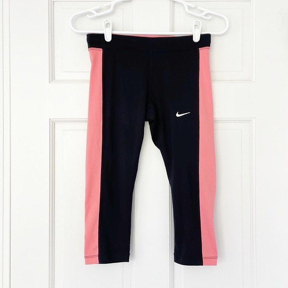 Nike Pants - NIKE RUNNING leggings size XS black orange dri-fit cropped